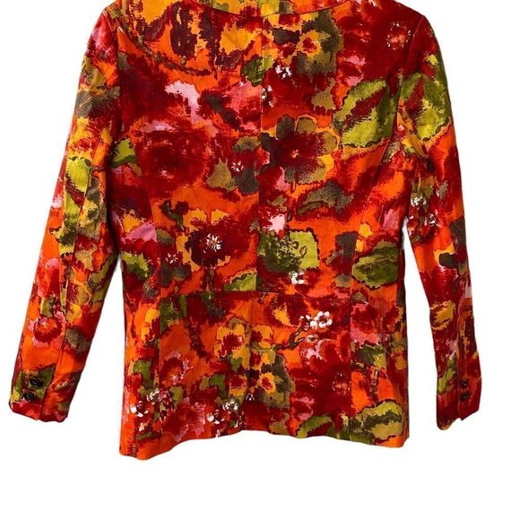 Chico’s Floral Print Button Down Blazer Jacket Sz 0 - Picture 8 of 11